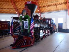 B&O 4-6-0 #147 Thatcher Perkins locomotive decorated for 150th anniversary of Abraham Lincoln's death