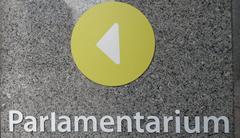 Parlamentarium entrance sign in Brussels