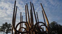 Modern art monument at Zakir Hussain Rose Garden in Chandigarh, India