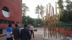 Zakir Hussain Rose Garden in Chandigarh with modern art monument