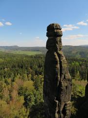 Barbarine rock formation in Pfaffenstein Nature Reserve, Saxon Switzerland