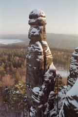 rock Barbarine at Pfaffenstein in Elbe Sandstone Mountains