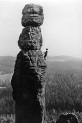 Climber on Pfaffenstein Barbarine