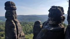 Scenic view of Pfaffenstein massif under blue sky