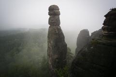 Barbarine in mist at Saxon Switzerland National Park