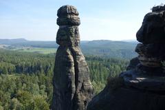 Scenic view of Pfaffenstein rock formation in Saxon Switzerland