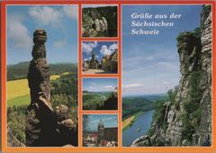 Sächsische Schweiz postcard with six scenic views