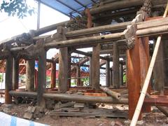 Bảng village communal house frame system under restoration