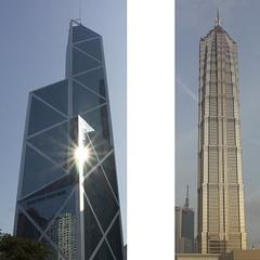 BoC Tower in Hong Kong and Jin Mao Tower in Shanghai