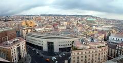 Napoli view from Jolly Hotel showing the cityscape and Mount Vesuvius in the background