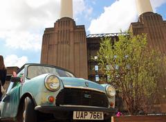 Blue Mini car at Battersea Power Station