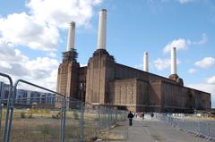 Battersea Power Station building under a blue sky