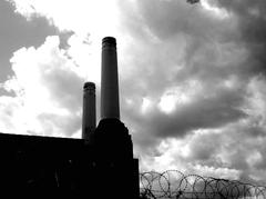 Black and white image of Battersea Power Station in Wandsworth