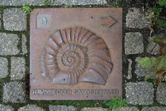 Ammonite symbol plate on Havixbeck Sandstone Path