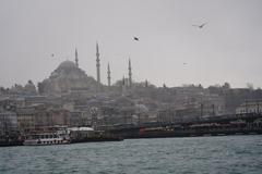 Bosphorus Strait panoramic view with skyline and waterfront buildings