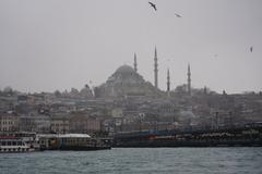 Bosphorus Strait in Istanbul, Turkey with the 15 July Martyrs Bridge in the background