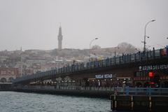 Bosphorus Strait with ships and a city skyline