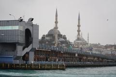 Bosphorus strait with boats and cityscape