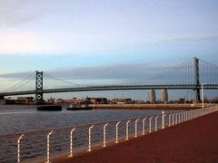 Ben Franklin Bridge across the Delaware River from Adventure Aquarium