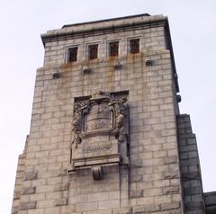 top of south tower of west anchorage of Benjamin Franklin Bridge in Philadelphia