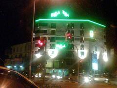 Front view of Green Leaf Hotel from Jalan Bukit Ubi traffic light