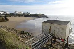 Plage du Chay beach with traditional fishing hut and net in Royan, France