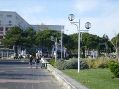 Promenade du front de mer with palm trees and people walking