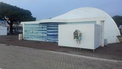 Royan promenade with book exchange box and 2nd Battalion de Marche des FFI de l'Oubangui-Chari memorial