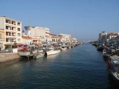 Le Lez River at Palavas with a view of the port