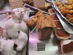 Duck, chicken, and pork products at La Rochelle market