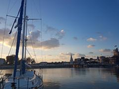 sunset with towers in the background