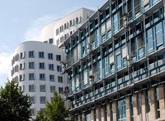 Neuer Zollhof in Düsseldorf with Gehry buildings