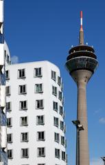 Neuer Zollhof with Gehry buildings in Düsseldorf