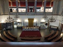 Room of former Greek parliament now National Historical Museum with trial exhibition