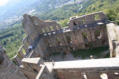 Old Castle Hohenbaden in Baden-Baden from an aerial view