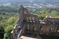 Old Castle Hohenbaden in Baden-Baden with a view of the historic ruins and a picnic area