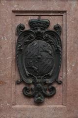 Coat of Arms of Duke of Bavaria, Arch Steward of the Holy Roman Empire, on Mariensäule pedestal in Munich