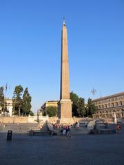 People gathering around the Popolo Obelisk in Rome