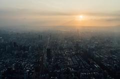 sunset over Taipei cityscape featuring Taipei 101