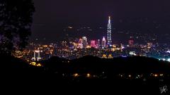 City in the Mountains at night