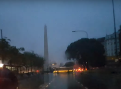 Obelisk in darkness during South American blackout