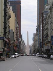 Obelisk in Buenos Aires viewed from Avenida Leandro Alem