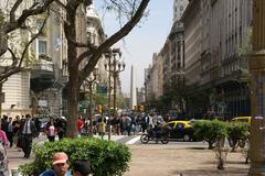 Diagonal Norte avenue and Obelisk in Buenos Aires, Argentina