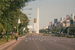 Aerial view of 9 de Julio Avenue in Buenos Aires, Argentina