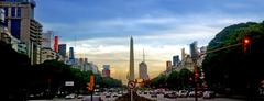 Avenida 9 de Julio at evening with Obelisk in Buenos Aires