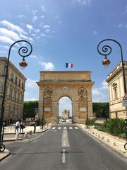 Arc de Triomphe and Louis XIV equestrian statue in Montpellier