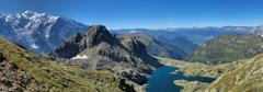 Panoramic view of Mont Blanc, Col du Lac Cornu, and Lac Cornu