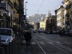 Naples Tram line 1 approaching Emiciclo di Poggioreale