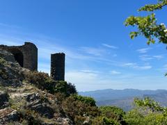 Castell de Verdera ruins with scenic mountainous backdrop