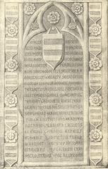 Drawing of a commemorative gravestone of the reconstruction of Verdera Castle in 1283 and the defeat of the crusade against the Crown of Aragon in 1285